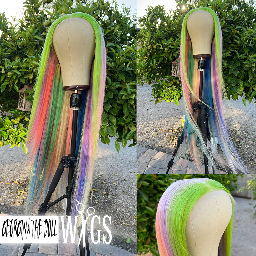 SOUR PATCH Custom Colored HUMAN HAIR Lace Front Wig (Large Cap, 13x4 lace front, 40 inch length) MADE TO ORDER 2-4 Week Estimated Turnaround Timeframe