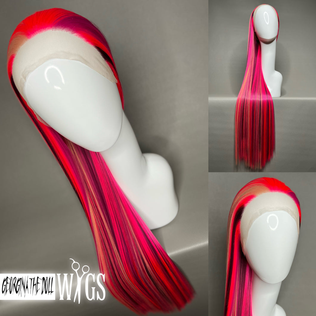 PINK POISON Custom Colored Lace Front Wig (Large Cap, 13x3 lace front, 30 inch length) READY TO SHIP